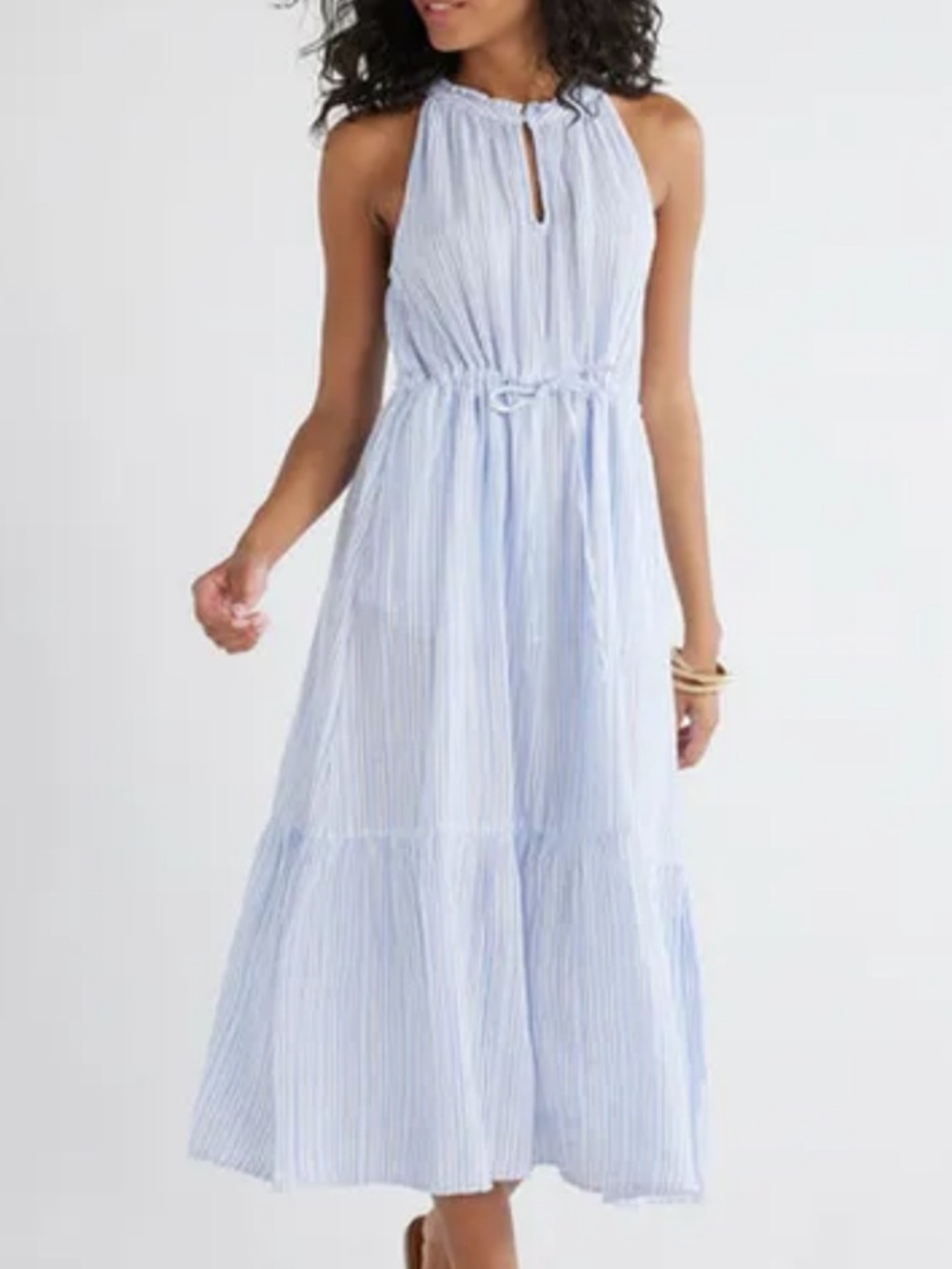 Time and Tru Women's Sleeveless Cotton Midi Dress With Flounce Hem